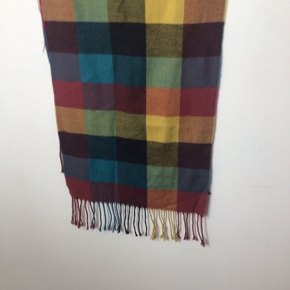 Scarf women multicolor block fringe - Picture 5 of 9